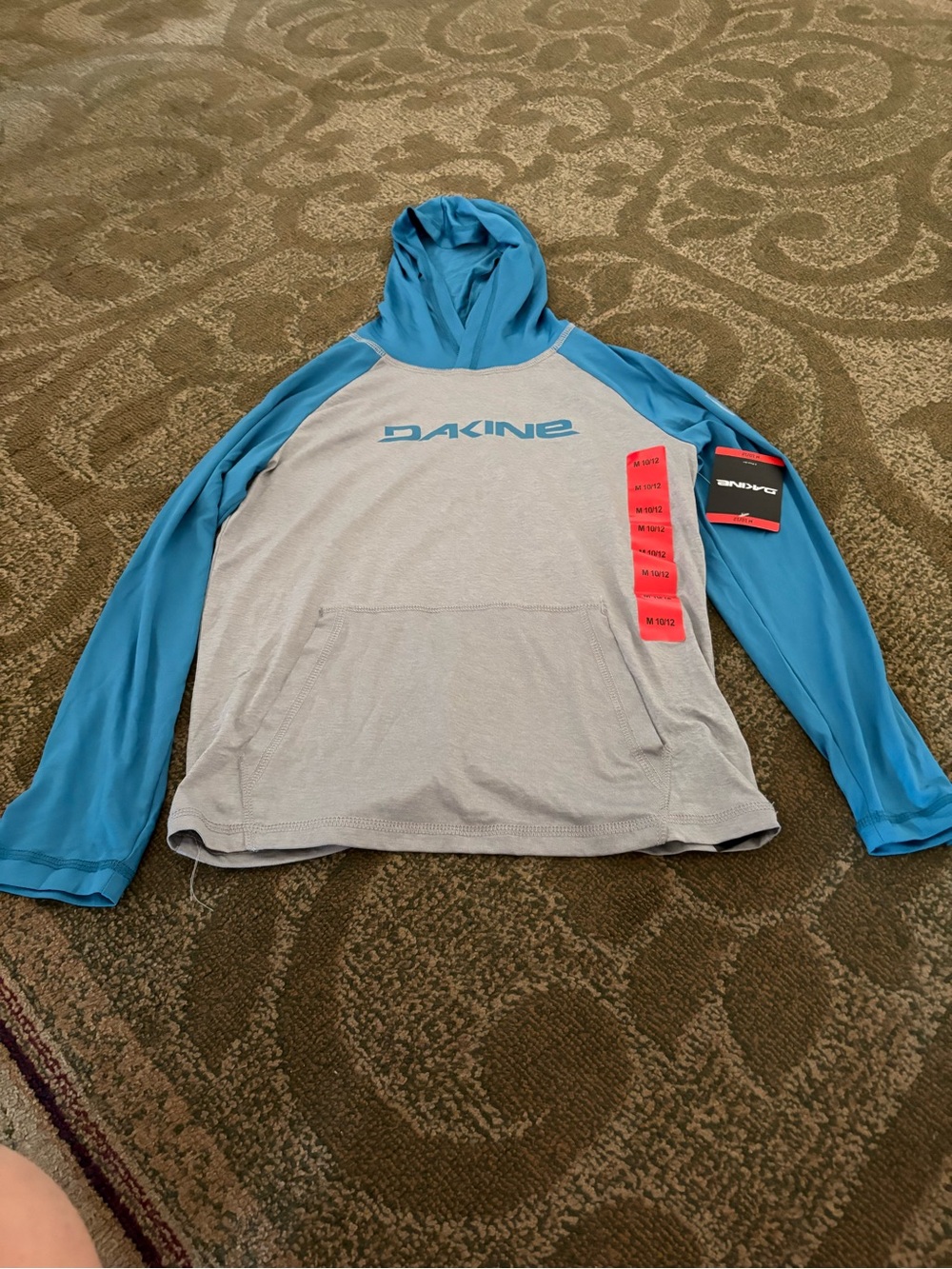 Dakine Light Gray and Blue Kids' Hooded Long-Sleeve Shirt